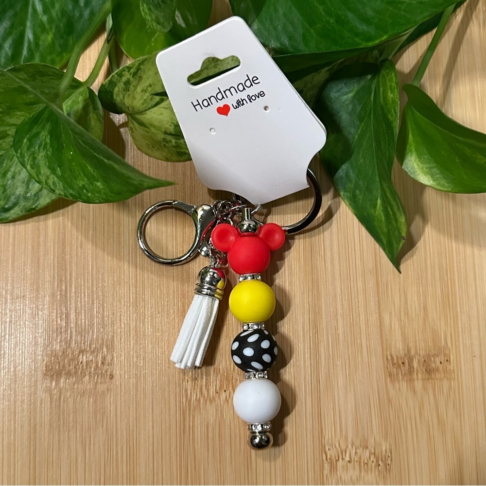 🏰 Mickey Mouse Silicone Beaded Keychain | Handmade ✨